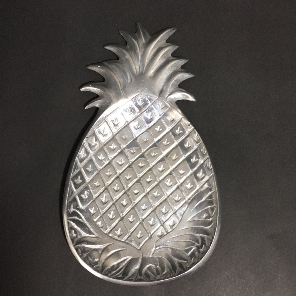 Silver Colored Aluminum Pineapple Trinket Serving Tray Dish Made in India